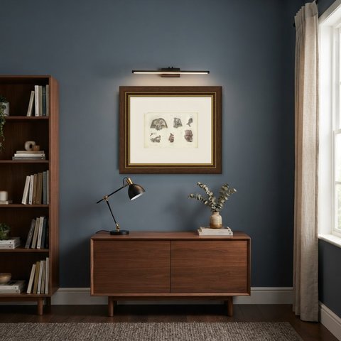 The Orbit and the Ophthalmic Nerve, Antique Hirschfeld Anatomy Print, 1866, shown framed in a room