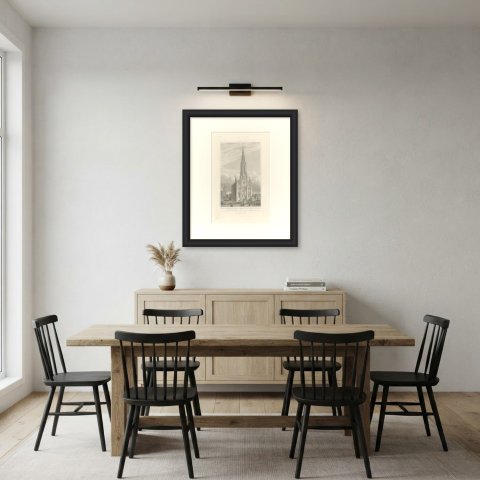 Mariahilfkirche, Au, Munich, Antique Steel Engraving after L. Lange, circa 1840, shown framed in a room