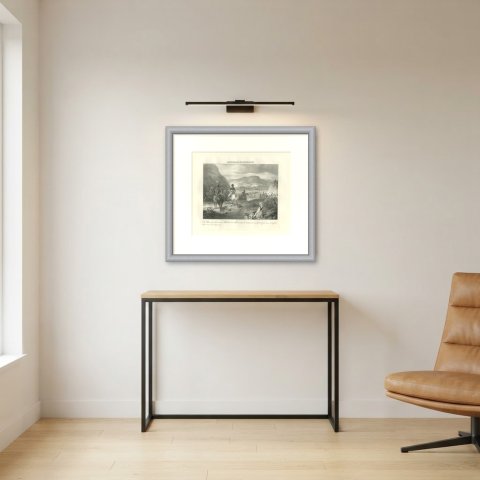 Battle of Mondovi, Piedmont Routed, Antique Madou Lithograph, 1827, shown framed in a room