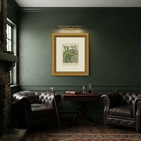 Hart's Tongue Fern, Antique Botanical Chromolithograph, Cassell, circa 1885, shown framed in a room
