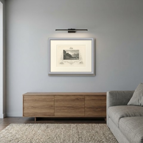 Palisade Rocks on the Hudson River, Constitution and Guerriere, circa 1850, shown framed in a room