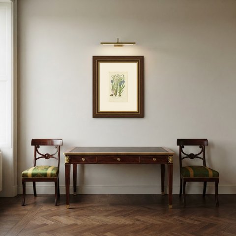Wild Hyacinth or Bluebell, Antique British Botanical Plate, circa 1873, shown framed in a room