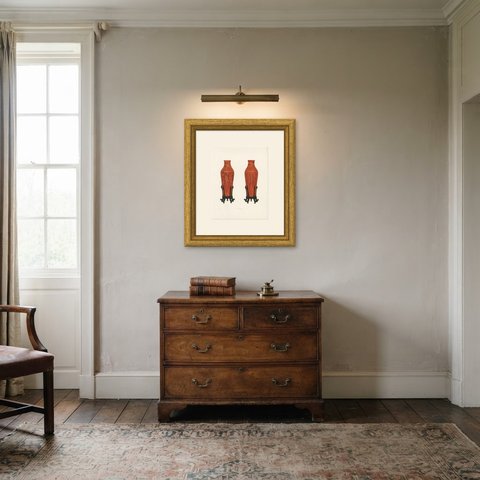 Antique Chinese Glass Vases Imitating Jasper Agate, Kien-lung Pair, 1911, shown framed in a room