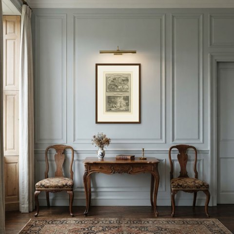 Daniel's Vision of the Ram and Goat and Vision by the Tigris, Mortier circa 1700, shown framed in a room