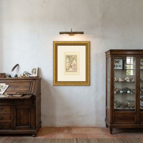 Sheba and the Voyage to Tarshish and Ophir, Antique Map, 1823, shown framed in a room