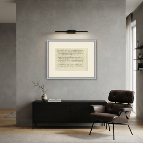 Three Kufic Inscriptions Keyed A, B and C, Antique Niebuhr Print, 1780, shown framed in a room