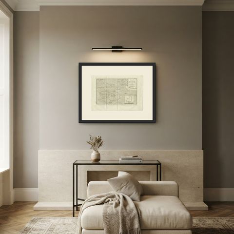 Antique Map of the District of Beit el Fakih, Niebuhr, 1776, shown framed in a room