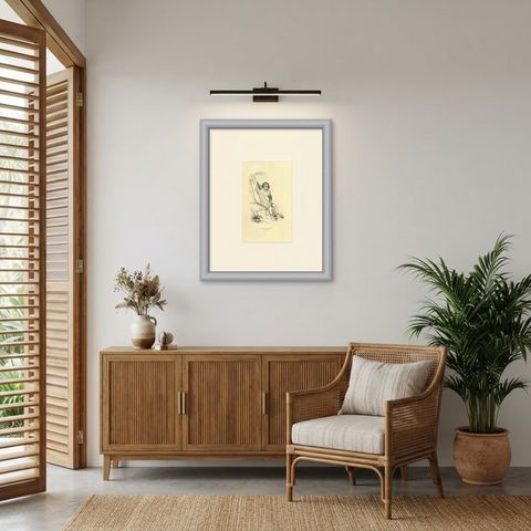 Native of Carteret Harbor, Antique Wahlen Costume Print, 1843-1844, shown framed in a room