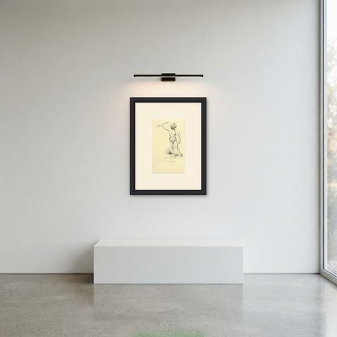 Native of Vatou-Lele, Fiji, Antique Wahlen Costume Print, 1843-1844, shown framed in a room