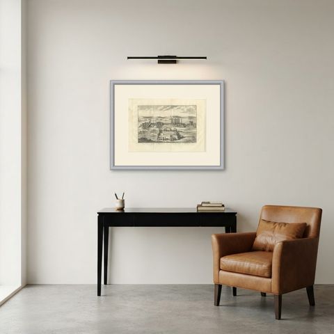 Antique View of the Ruins of Persepolis, Niebuhr Engraving, 1780, shown framed in a room