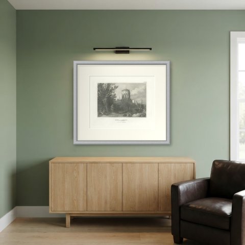 Antique View of the Ruins of Samaria, Holy Land Engraving, circa 1850, shown framed in a room