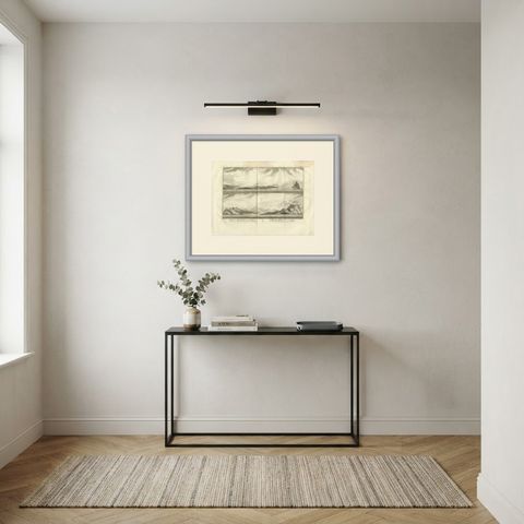 Coastal Views at Gibraltar and Ceuta, Antique Niebuhr Engraving, 1776, shown framed in a room