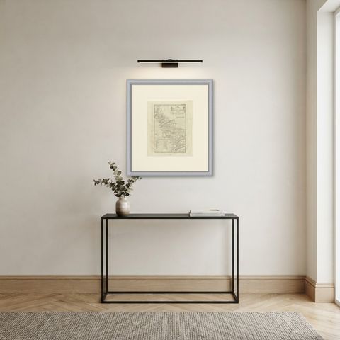Route Map from Bushire to Persepolis and Back, Antique Print, 1780, shown framed in a room