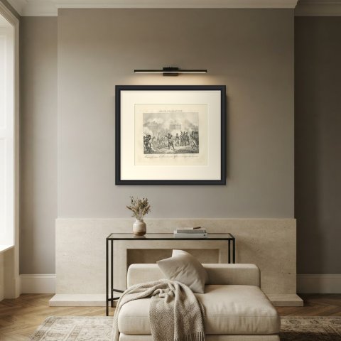 The Taking of Alexandria, Egypt Campaign, Antique Madou Lithograph, 1827, shown framed in a room