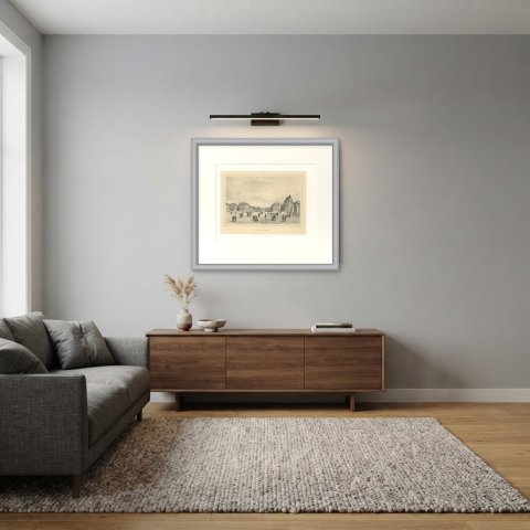 Cour d'Honneur, Versailles, Antique Lithograph after Ph. Benoist, circa 1850, shown framed in a room