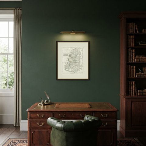 Antique Map of Judaea or the Holy Land with the Twelve Tribes, circa 1800, shown framed in a room