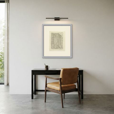 Antique Plan of the City of Basra, Niebuhr Engraving, 1780, shown framed in a room