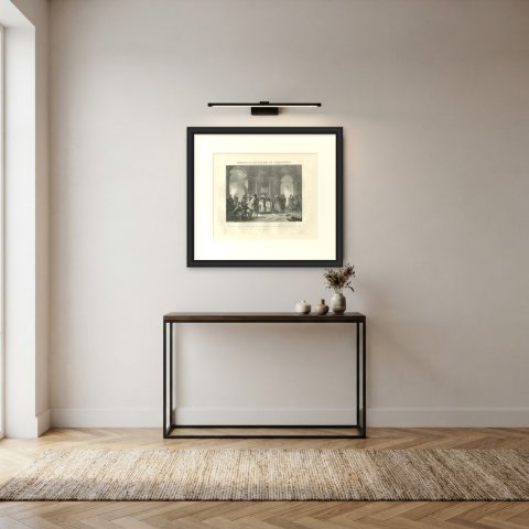 Treaty of Tolentino, Papal Art Handed to France, Antique Madou Lithograph, 1827, shown framed in a room