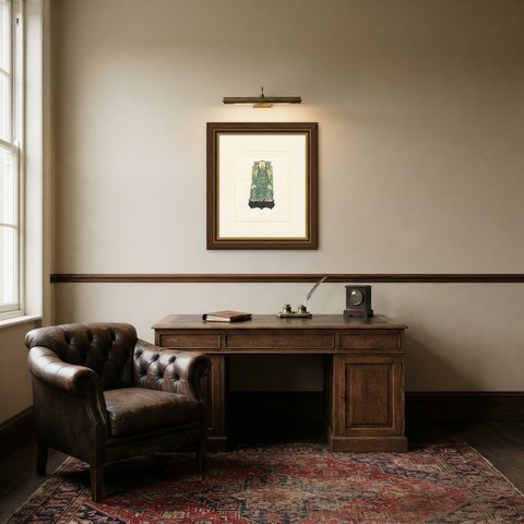 Sun Wo Da Tai Enthroned, Rare Ming Porcelain Figure, Antique Plate, 1911, shown framed in a room