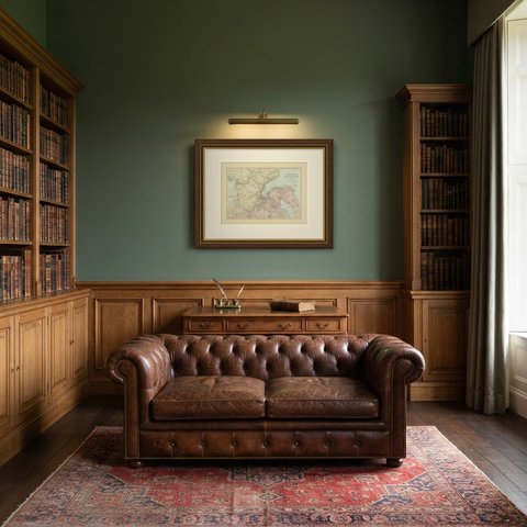 Antique Map of the Environs of Belfast and Belfast Lough, 1885, shown framed in a room