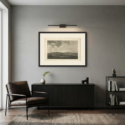 Stadium at Laodicea, Antique Engraving after William Pars, 1797, shown framed in a room