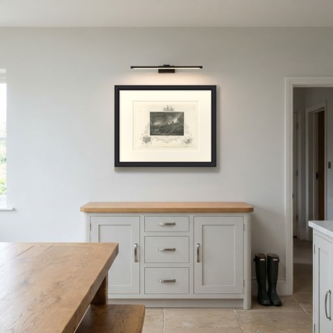 Ruins of Fort Ticonderoga, New York, after Thomas Cole, Storm Scene, circa 1850, shown framed in a room