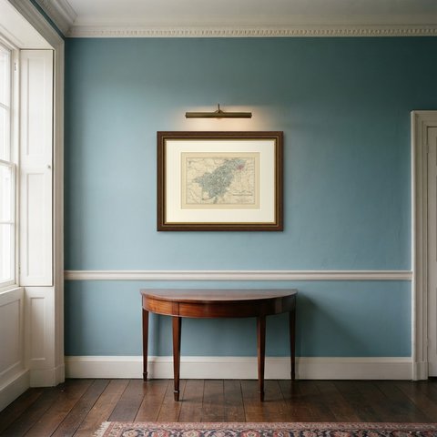 Antique Map of North Northamptonshire with Peterborough, Weller, 1885, shown framed in a room