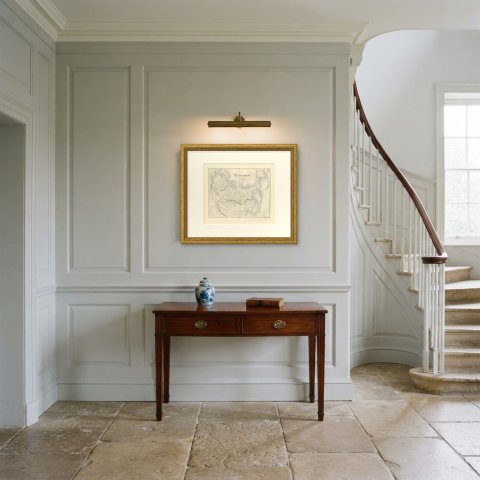 Antique Map of the Russian Empire with Russian America, circa 1860, shown framed in a room