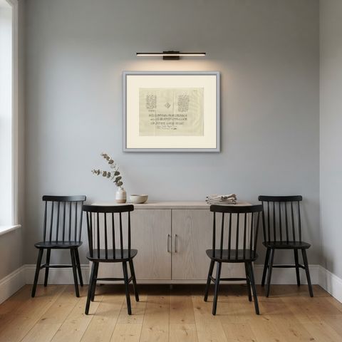 Kufic Arabic Inscriptions Keyed A to G, Antique Niebuhr Print, 1780, shown framed in a room