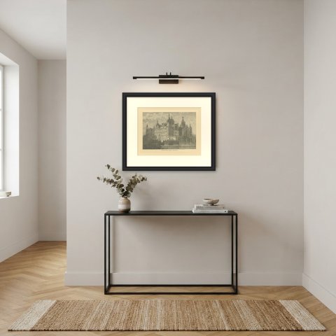 Grand Ducal Castle, Schwerin, Mecklenburg, Antique Engraving, circa 1880, shown framed in a room