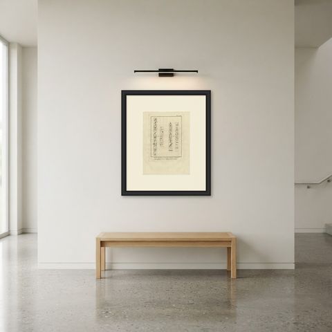 Hieroglyphs on the Broken Obelisks of Cairo, Antique Print, 1776, shown framed in a room