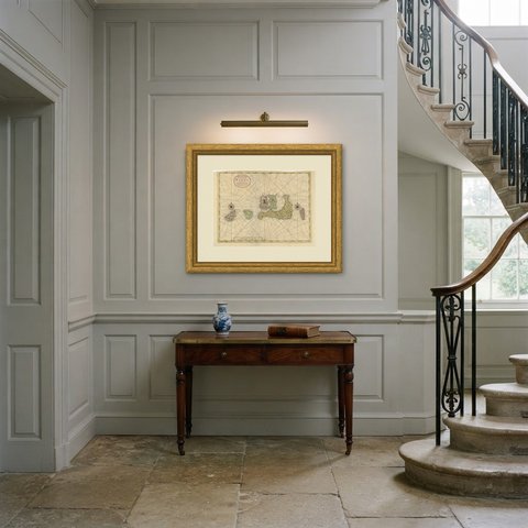Valentijn Sea Chart of the Banda Nutmeg Islands with Poelo Rhun, 1726, shown framed in a room