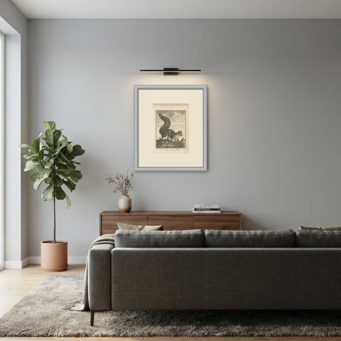 Giant Squirrel of the Malabar Coast, Antique Sonnerat Engraving, 1806, shown framed in a room