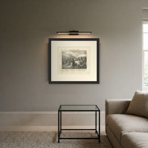 Crossing the Great Saint Bernard, the Hospice, Antique Madou Lithograph, 1827, shown framed in a room