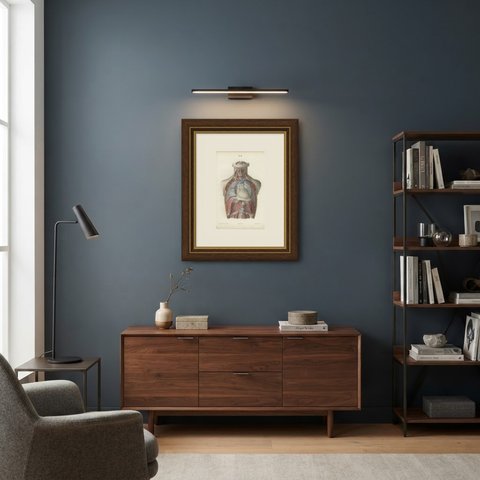 The Phrenic Nerves and the Opened Thorax, Antique Hirschfeld Anatomy Print, 1866, shown framed in a room