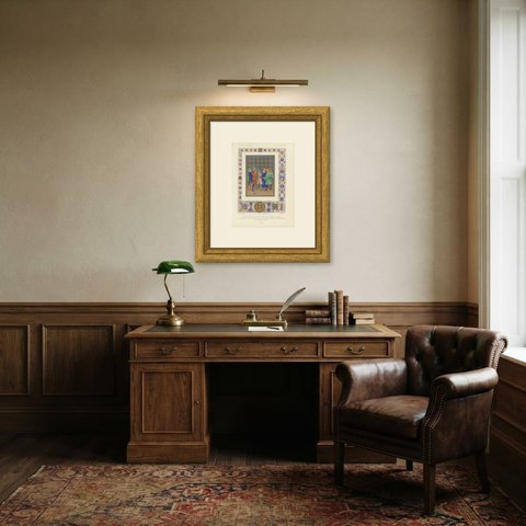 Border for Ercole d'Este and Boccaccio's Famous Women, 1849, shown framed in a room