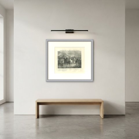 Alliance with San Marino, Four Cannon Given, Antique Madou Lithograph, 1827, shown framed in a room