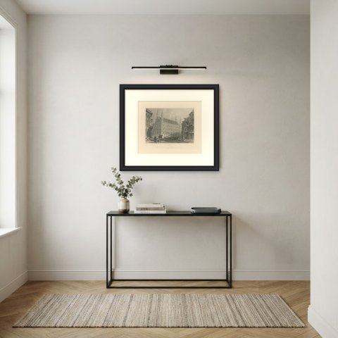 Town Hall of Louvain (Leuven), Belgium, Steel Engraving after Allom, c. 1850, shown framed in a room