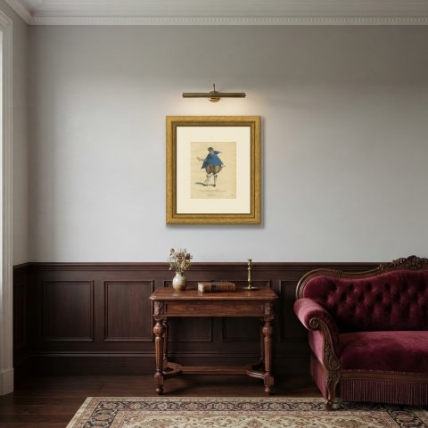 Nobleman of Burgundy in Blue Cape and Puffed Trunk Hose, 1577, Jefferys 1757, shown framed in a room