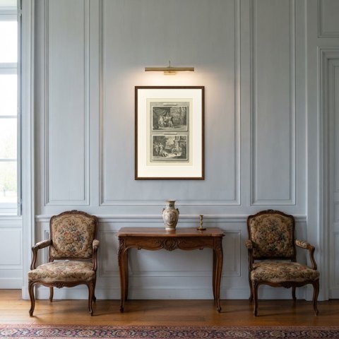 Job Hears of His Losses and Job Visited by His Friends, Mortier, circa 1700, shown framed in a room