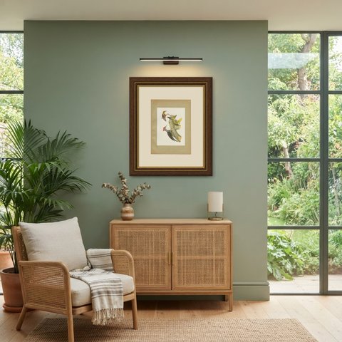 Large Woodpeckers, Brazilian Bird Print, Descourtilz, 1944, shown framed in a room