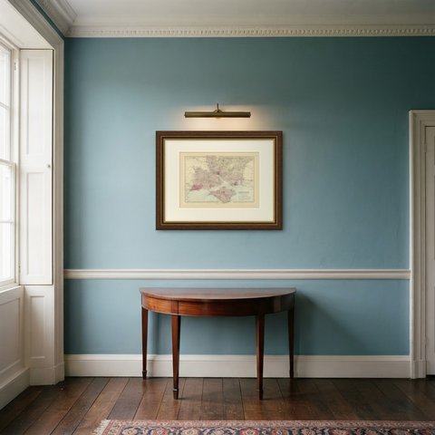 Antique Map of South Hampshire and the Isle of Wight, Weller, 1885, shown framed in a room