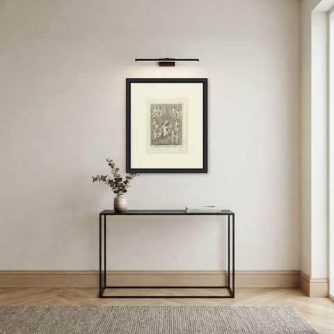 Elephanta Cave Sculpture at Station 4, Antique Niebuhr Print, 1780, shown framed in a room