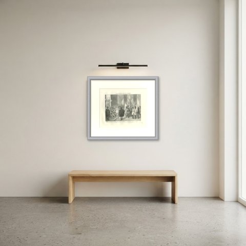 Murat Presents the Colors Taken in Italy, Antique Madou Lithograph, 1827, shown framed in a room