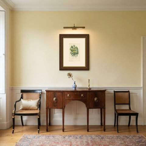 White, Red and Yellow Dead Nettles, Antique Botanical Print, Pratt, circa 1873, shown framed in a room