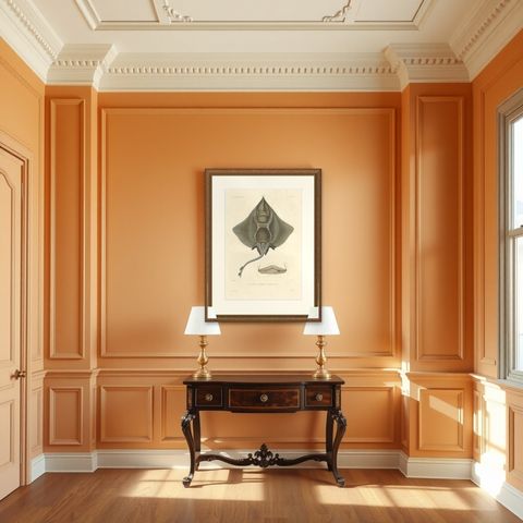Antique Print of Arctic Skate or Gaimard’s Ray, Hand-Colored Lithograph, 1854, shown framed in a room