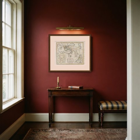 Antique New Testament Map with Plan of Jerusalem after Bonne, circa 1770, shown framed in a room