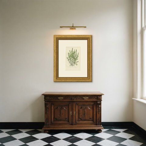 Glasswort, Sea Blite and Saltwort, Antique Salt Marsh Plate, circa 1873, shown framed in a room