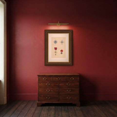 Hesse Darmstadt, Philip the Magnanimous Order, Plate XLIV, Wood Engraving, 1844, shown framed in a room