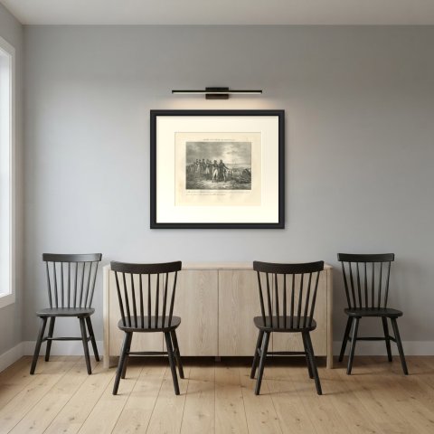 Raising the Siege of Mantua, Berthier, Antique Madou Lithograph, 1827, shown framed in a room